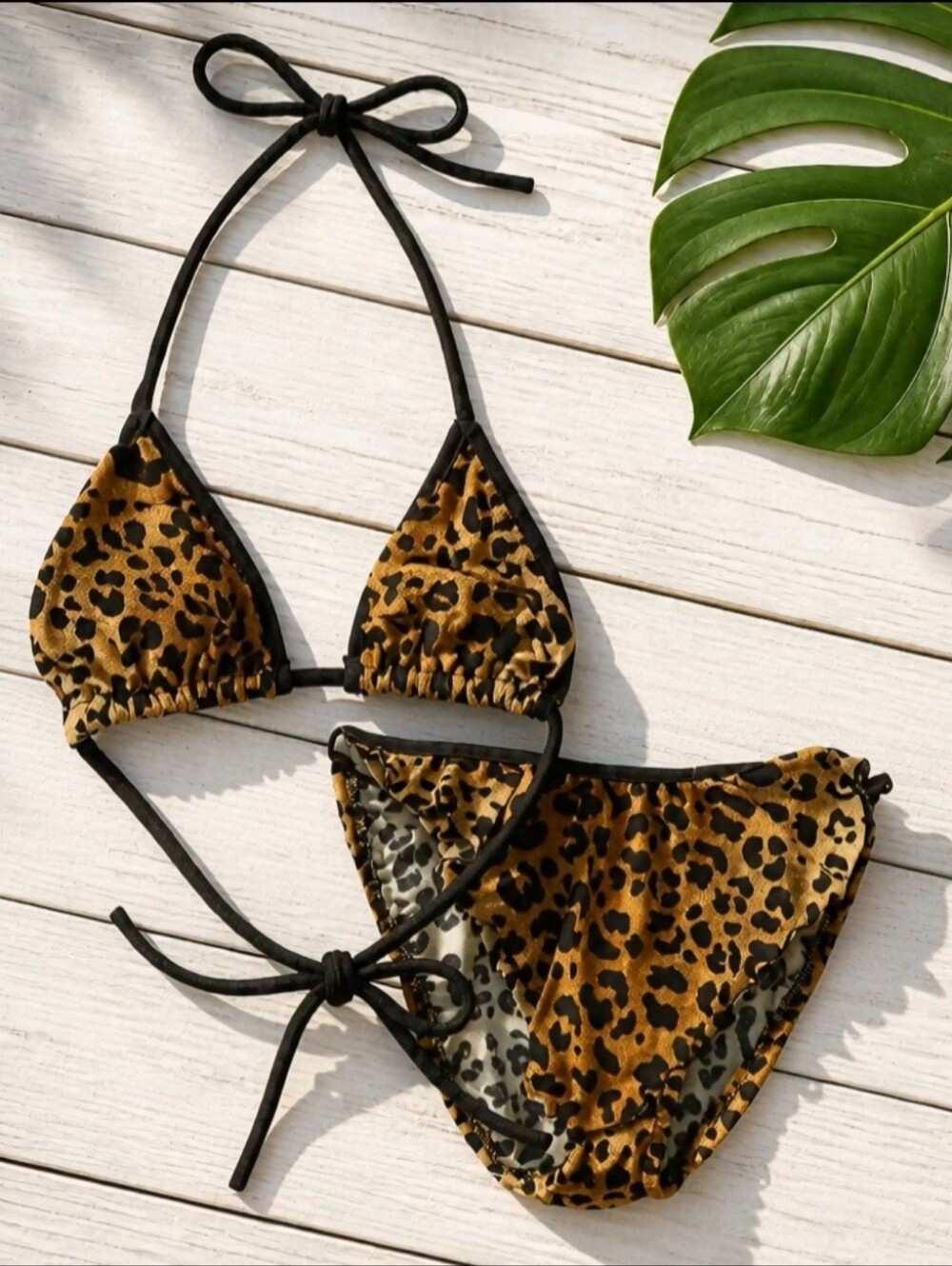 📣Rare '84 Vintage Leopard🐆🔺Top Bikini 👙Bottom Loincloth Ruffle Front 7/8